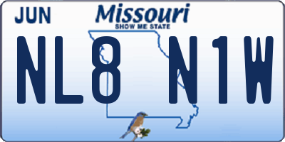 MO license plate NL8N1W