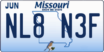 MO license plate NL8N3F