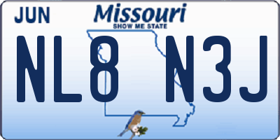 MO license plate NL8N3J