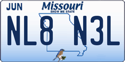 MO license plate NL8N3L
