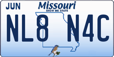MO license plate NL8N4C