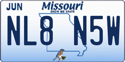 MO license plate NL8N5W