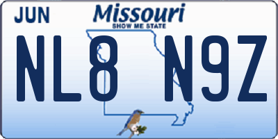 MO license plate NL8N9Z