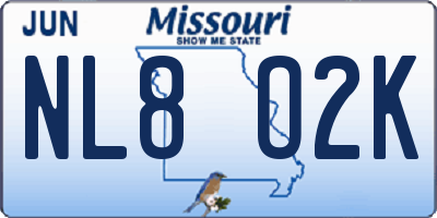 MO license plate NL8O2K