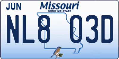MO license plate NL8O3D