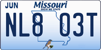 MO license plate NL8O3T