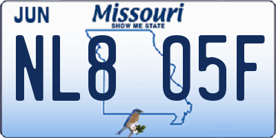 MO license plate NL8O5F