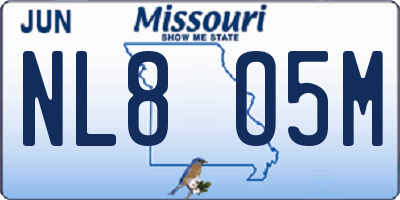 MO license plate NL8O5M