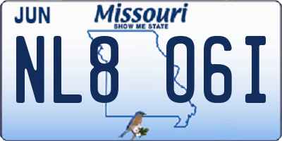 MO license plate NL8O6I