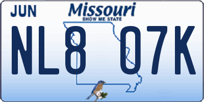 MO license plate NL8O7K