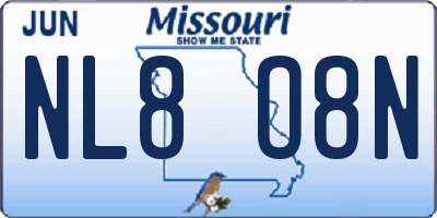 MO license plate NL8O8N