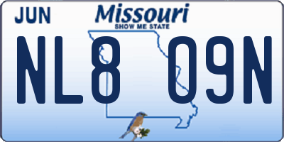 MO license plate NL8O9N