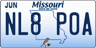 MO license plate NL8P0A