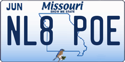 MO license plate NL8P0E