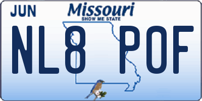 MO license plate NL8P0F
