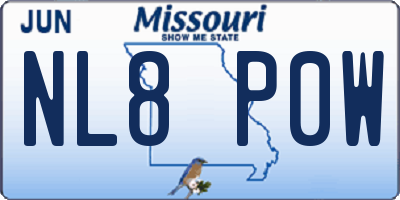 MO license plate NL8P0W