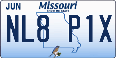 MO license plate NL8P1X