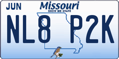 MO license plate NL8P2K
