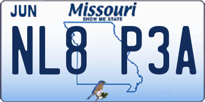MO license plate NL8P3A