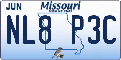 MO license plate NL8P3C