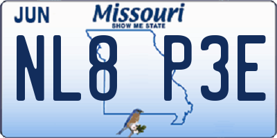 MO license plate NL8P3E