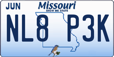 MO license plate NL8P3K