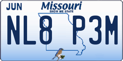 MO license plate NL8P3M