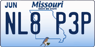 MO license plate NL8P3P