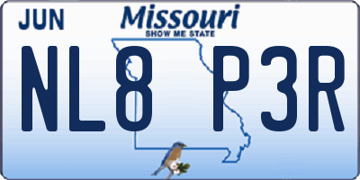 MO license plate NL8P3R
