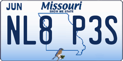 MO license plate NL8P3S