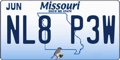 MO license plate NL8P3W