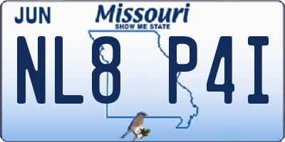 MO license plate NL8P4I