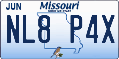 MO license plate NL8P4X