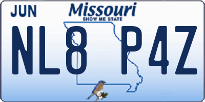 MO license plate NL8P4Z