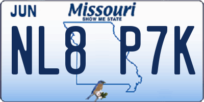 MO license plate NL8P7K