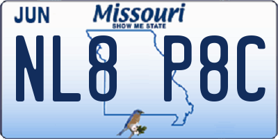 MO license plate NL8P8C