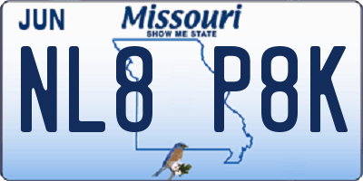 MO license plate NL8P8K