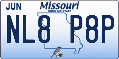 MO license plate NL8P8P
