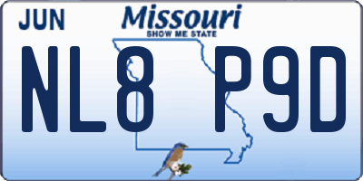 MO license plate NL8P9D