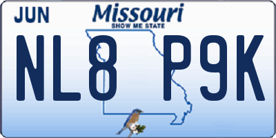 MO license plate NL8P9K