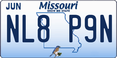 MO license plate NL8P9N