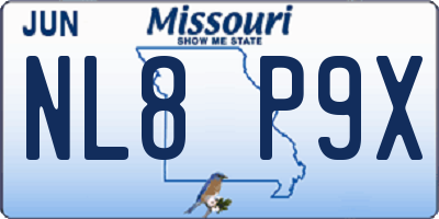 MO license plate NL8P9X