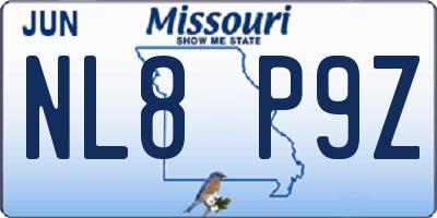 MO license plate NL8P9Z