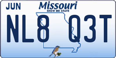 MO license plate NL8Q3T