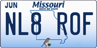 MO license plate NL8R0F