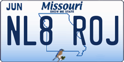 MO license plate NL8R0J