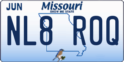 MO license plate NL8R0Q