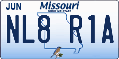 MO license plate NL8R1A