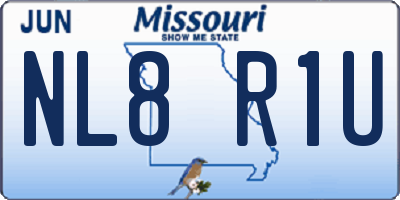 MO license plate NL8R1U