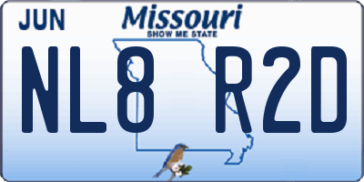 MO license plate NL8R2D